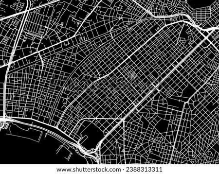 Vector city map of Kallithea in Greece with white roads isolated on a black background.