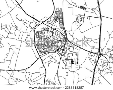 Vector city map of Kiryat Gat in Israel with black roads isolated on a white background.