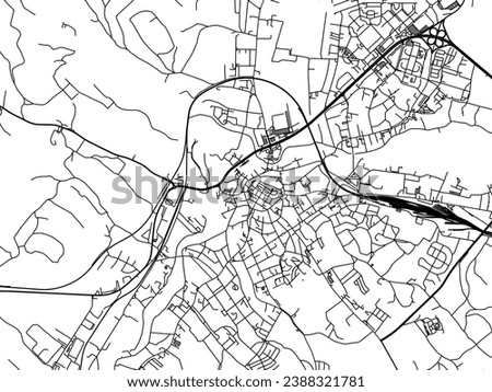 Vector city map of Jelenia Gora in Poland with black roads isolated on a white background.