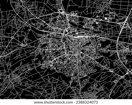 Vector city map of Zielona Gora in Poland with white roads isolated on a black background.