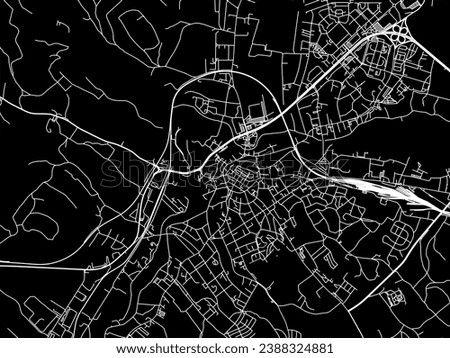 Vector city map of Jelenia Gora in Poland with white roads isolated on a black background.