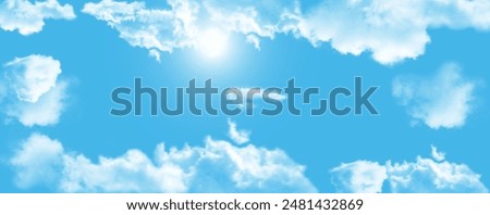 blue sky with clouds nd sun . sky background for decoration.with mesh effect