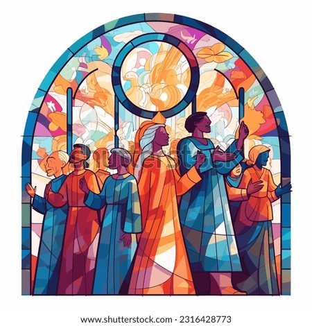 Church Stained Glass Choir Vibrant hues stained g vector illustration