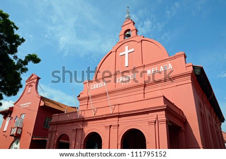 MALACCA, MALAYSIA - AUGUST 29: Christ Church on August 29, 2012 in Malacca, Malaysia. Christ Church was built between 1741 and 1753 and is the oldest protestant church in Malaysia.