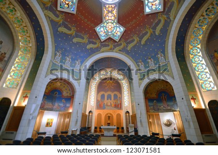 JERUSALEM-OCTOBER 4: Church of Saint Peter in Gallicantu on October 4, 2012 in Jerusalem. Church of Saint Peter in Gallicantu is a Roman Catholic church on the eastern slope of Mount Zion.