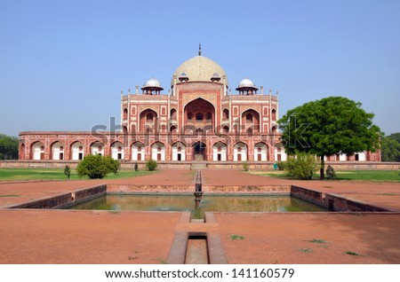 NEW DELHI - MAY 20: Humayun's Tomb on May 20, 2013 in New Delhi. Humayun's tomb is the tomb of the Mughal Emperor Humayun and was built in the middle of the sixteenth century.