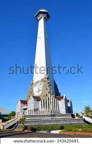 MAKASSAR, INDONESIA Ã¢Â?Â? JUNE 19: Mandala Monument on June 19,2013 in Makassar, Indonesia. Mandala Monument is a symbol of the liberation struggle of West Irian in 1962 and seventy five meters high.