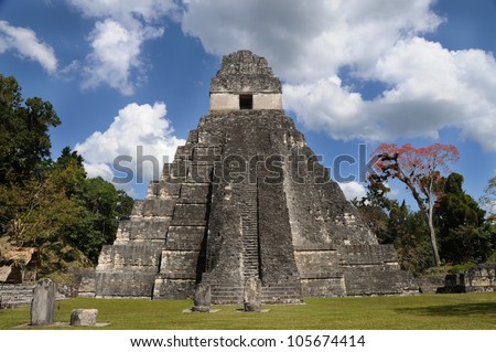 ancient mayan ruins, peten basin, tikal, guatemala , latin america, old pyramids architecture civilization
