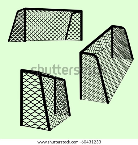 Soccer Goals With Realistic Net And Various Point Of View Silhouettes ...