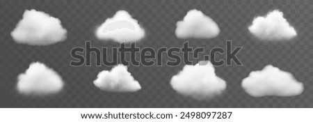 Set of vector clouds, fog or smoke on an isolated transparent background. Cloud, smoke, png.