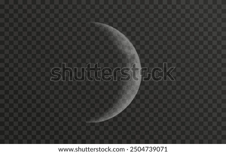 Realistic vector moon on an isolated transparent background. Moon vector png. Dark night with vector real moon.