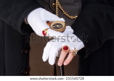 Closeup of Magician Hands with Gloves and Rings