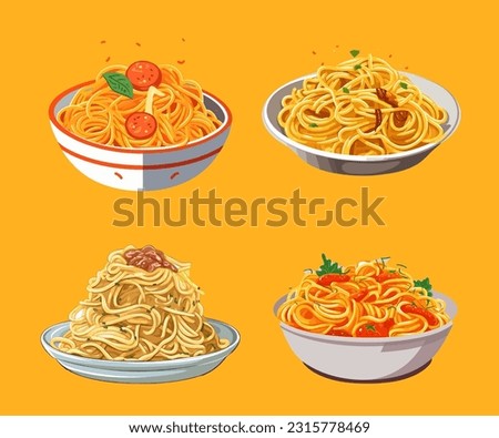 spaghetti illustration flat style vector 