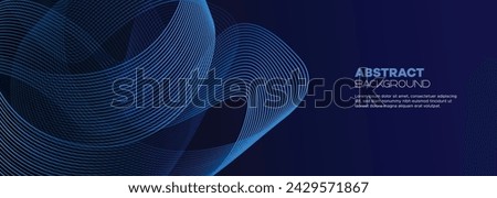 Dark blue abstract banner background with glowing geometric circles lines. Modern navy blue gradient shiny lines pattern and Futuristic technology web background for brochure, cover, poster, header