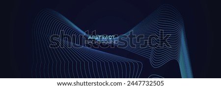 Dark blue, Green abstract banner background with glowing geometric lines. Navy blue gradient shiny lines pattern Futuristic technology web background for Science, cover, website, header, brochure