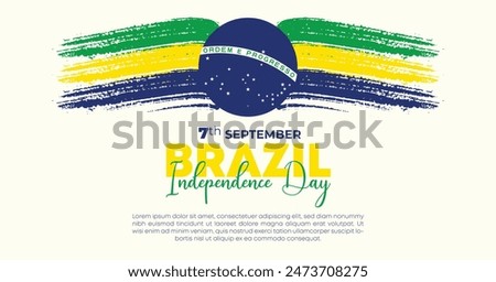 Brazil Independence Day 7 September. Independence Day Web Banner Background With Brazil Flag. Happy Brazil National Holiday Freedom Day Template For Brochure, Cover, Poster, Header, Invitation Card