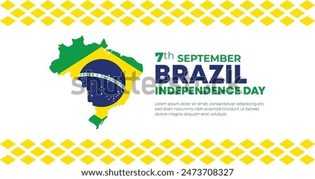 Brazil Independence Day 7 September. Independence Day Web Banner Background With Brazil Flag. Happy Brazil National Holiday Freedom Day Template For Brochure, Cover, Poster, Header, Invitation Card