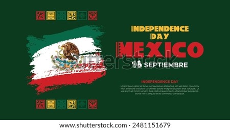 September 16 Mexico Independence Day Web Banner and Background. Mexican National Day Celebrations Banner With Mexico Flag For Social Media Cover ads, invitation card, backdrop, brochure, poster