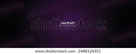 Abstract Dark Purple-Pink Waving Lines Technology Background. Black-Violet Gradient With Glowing Lines Shiny Geometric Shape and Diagonal, for Brochure, Cover, Poster, Banner, Website, Header