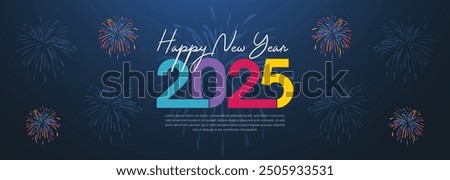 2025 Happy New Year Web Banner design. Happy New Year Luxury Wishes Clipart Greetings Background Template. Happy New Year 2025 Colored Background for Wish Card, Brochure, Cover, Poster, Header