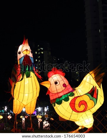 HONG KONG - SEPTEMBER 29, 2012: Chinese lanterns light up to celebrate the mid-autumn festival, also known as moon festival, on September 29, 2012 in Hong Kong.