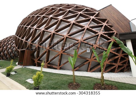 MILAN, ITALY - MAY 3, 2015: Modern egg-shaped architecture of exhibition hall in Milan at expo on May 3, 2015 in Milan, Italy.