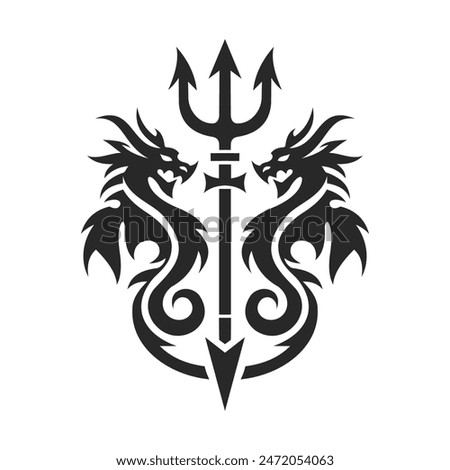 Illustration vector graphic of dragon and trident logo