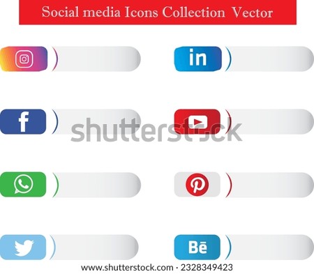 social media banner collection icon  vector Facebook, Instagram, Pinterest, Behance 
