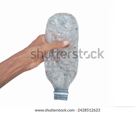 Similar – Image, Stock Photo Male hand holding squashed plastic bottle