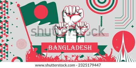 Bangladesh national day or Independence Day banner design for an anniversary. Abstract geometric retro Bangladesh country background. Blue red color Bangladesh flag with a map vector.