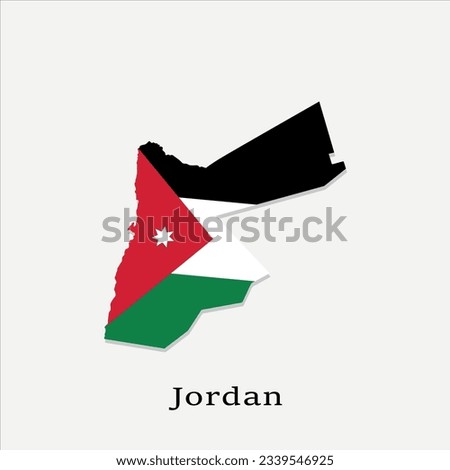 Jordan Map and Flag Color Vector. Independence Day or National Jordan Flag Color Style Map design.