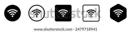 WiFi Icons Symbol Set Black Logo Vector Clipart Illustration