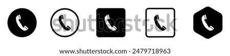 Call Icons Symbol Set Black Logo Vector Clipart Illustration