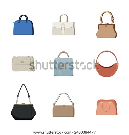 Vector Women Handbags Collection Variety of Shapes and Colors for Every Occasion