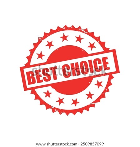 Red Grunge Vector Best Choice Stamp with Star Accents, Ideal for Highlighting Top Products, Services, or Recommendations