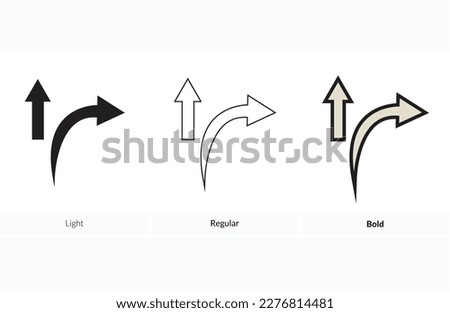 arrow ramp right icon. Light, Regular And Bold style design isolated on white background