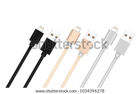 Smart Phone Charger Cable Mockup Isolate on white screen with copy Space for insert text.