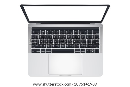 Top view of modern laptop computer with touchpad.Isolate on white background.