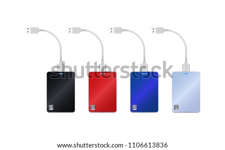 External Harddisk drive with USB cable Isolate on white background.