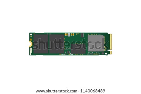 NVMe M.2 PCI-Express (PCI-E) Solid State Drive (SSD) Mock Up.Isolate on white sceen.