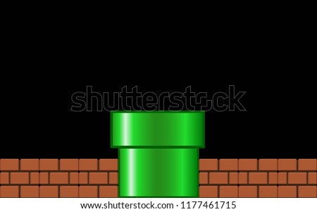 GreenPipe with brick on Black Background