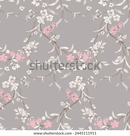 Elegant Leaf seamless pattern with tree branches leaves pattern in doodles style endless print.