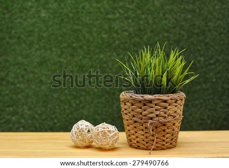 greener grass in a wicker pot