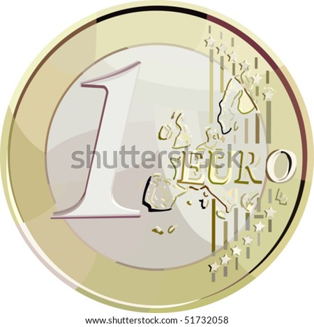 vector illustration currency 1 euro coin. without gradient, mesh and blend.