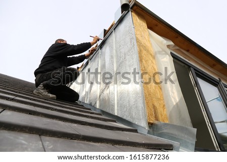 New roof with dormer under construction Stock foto © 