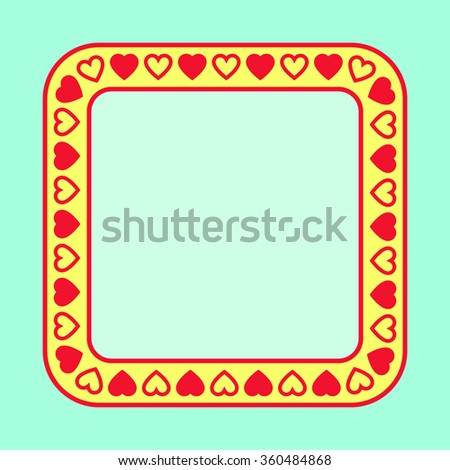 Download Square Frame With Hearts On Yellow Background Stock Vector ...