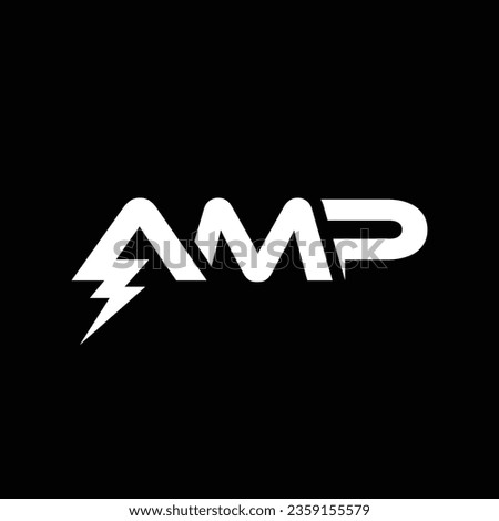 Letter AMP Bolt Logo Design. Black and White Logo. Usable for Business Logos. Flat Vector Logo Design Template