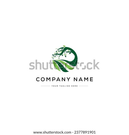 Letter O Agriculture Logo Design. Farm Logo. Usable for Business Logos. Flat Vector Logo Design Template