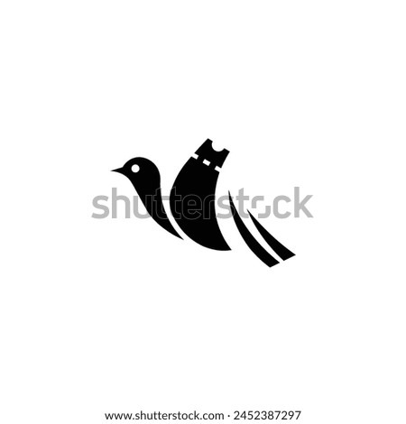 Ticket bird logo design vector. flying bird logo design