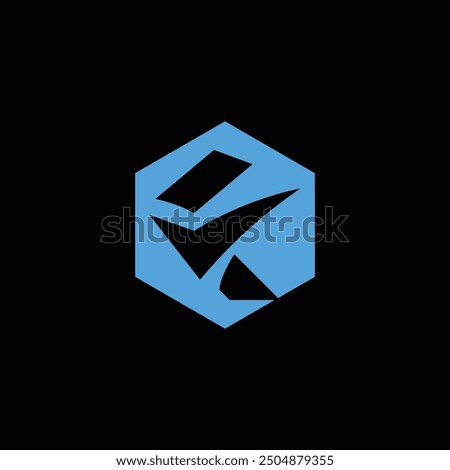 Letter F checkmark logo design in hexagon shape